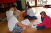 Blue team is learning and revising new vocabulary in pairs